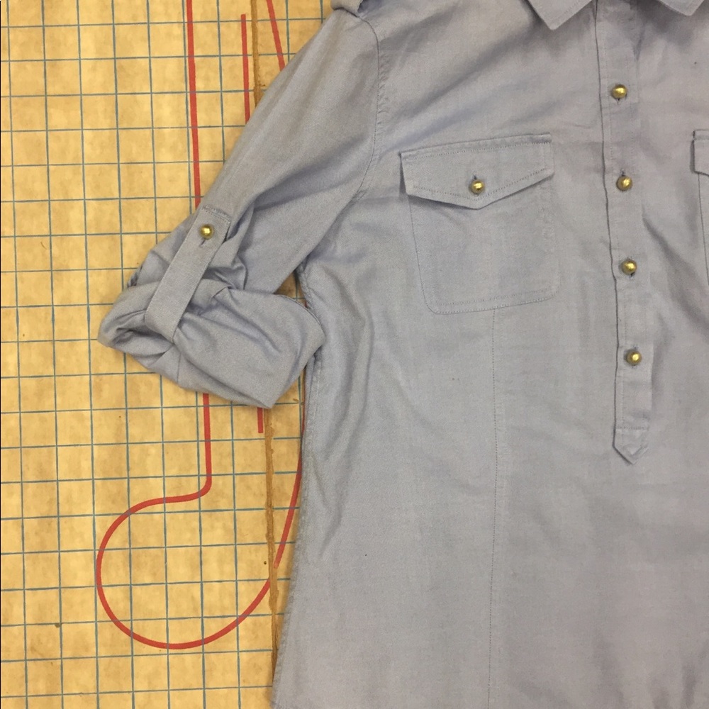 Talbots Chambray Military Popover Size Small - image 5